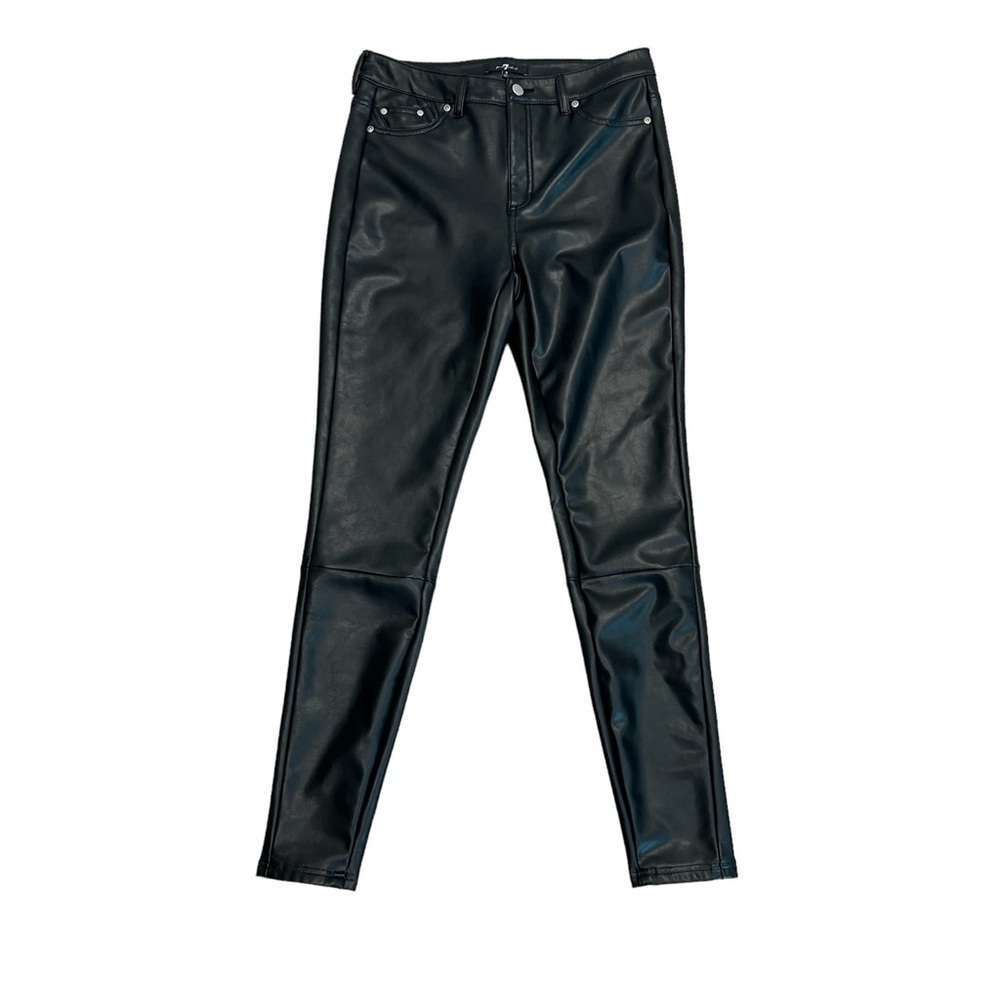 7 for all mankind black faux leather skinny pants moto Sz S NWOT